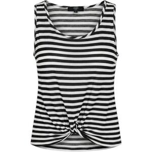 Coin 1804 Los Angeles Striped Front Knot Tank Top Black White‎ Large
